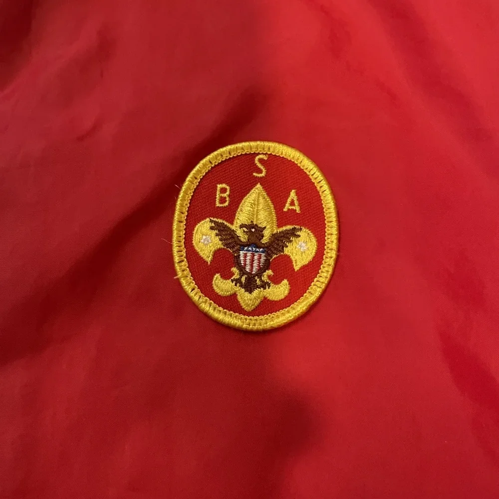 Vintage BSA Boy Scouts Of‎ America Mens Sz L  Red Coaches Windbreaker Jacket USA